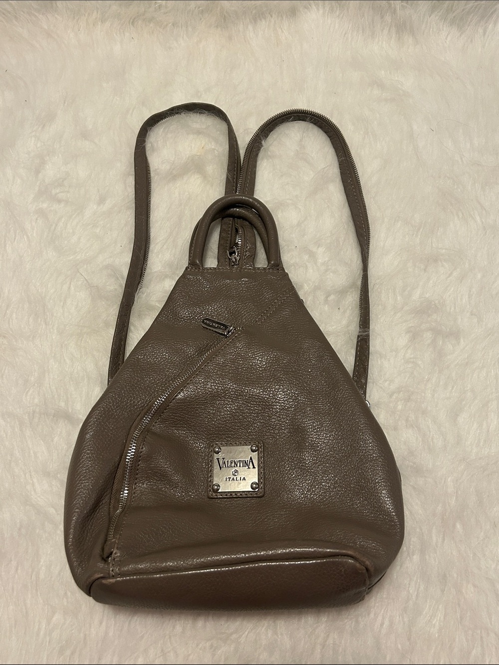 Valentina Brown Leather Triangle Backpack